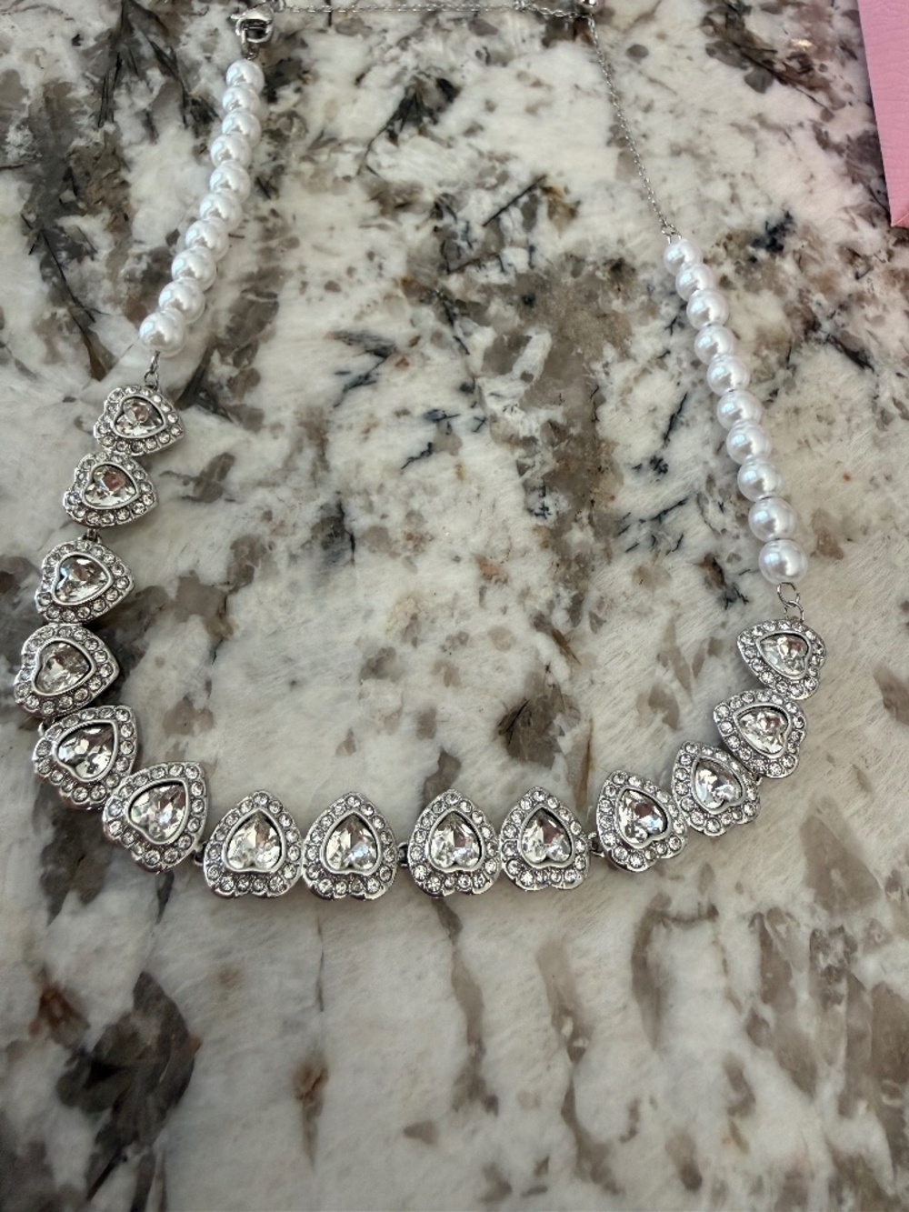 Ariana Grande x Swarovski necklace Mixed cuts, Heart, White, Rhodium plated